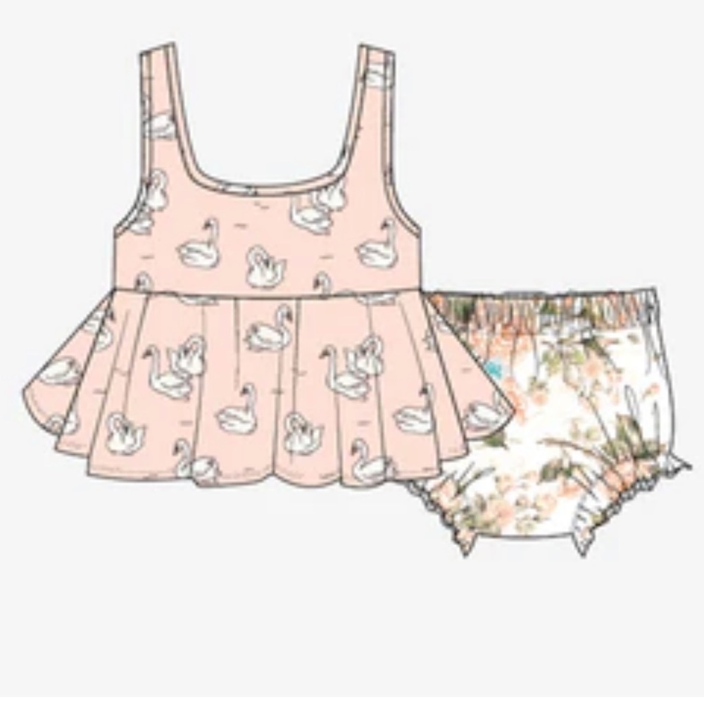 Posh Peanut Odet Sleeveless Peplum Bummie Set